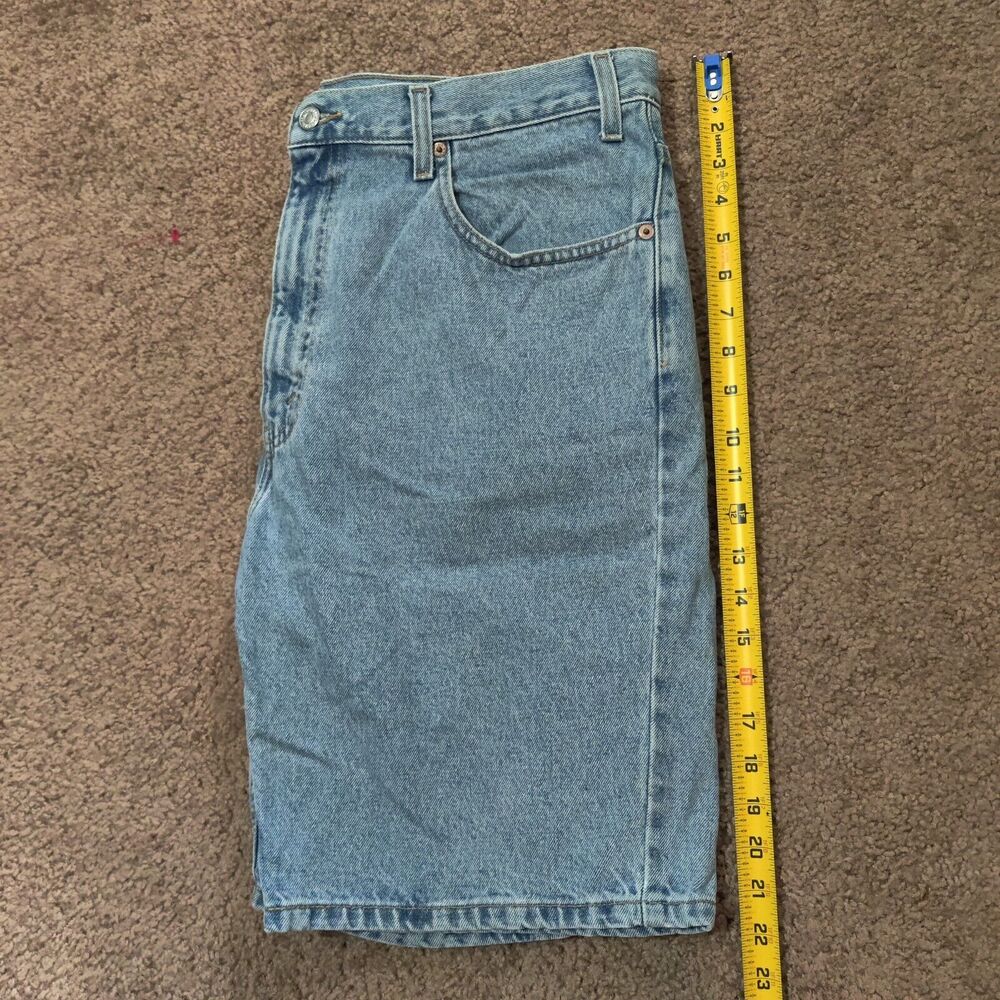 Vintage Levi's 505 Jean Shorts Mens 38 Blue Relaxed Fit Black Bat Wing Y2K Jorts - Picture 8 of 8